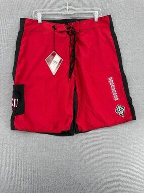 VTG More Core Division MCD Red & Black Board Shorts Mens 38 10" Swim Trunks NWT